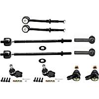 10-Piece Kit Front, Driver and Passenger Side Suspension Includes Ball Joints, Sway Bar Links, and Tie Rod Ends, RWD