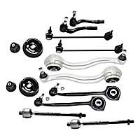 12-Piece Kit Front, Driver and Passenger Side Suspension, Includes Control Arm, Shock and Strut Mount, Sway Bar Link, and Tie Rod End, RWD