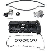5-Piece Kit Timing Belt, includes Drive Belt, Timing Belt Idler Pulley, Timing Belt Tensioner, Valve Cover, and Water Pump