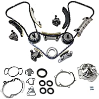 3-Piece Kit Timing Chain with Timing Cover Gasket and Water Pump, 6 Cylinder, Dual Overhead Camshaft (DOHC)