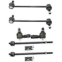 6-Piece Kit Front, Driver and Passenger Side Suspension Includes Sway Bar Link and Tie Rod End