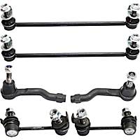6-Piece Kit Driver and Passenger Side Suspension with Sway Bar Link and Tie Rod End