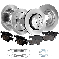 Front and Rear Brake Disc and Pad Kit, Plain Surface, 5 Lugs, Organic - Front, Ceramic - Rear, 350mm Front Disc, Heavy Duty Brakes, Code BR8, Pro-Line Series