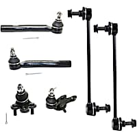 6-Piece Kit Front, Driver and Passenger Side Suspension, includes Ball Joint, Sway Bar Link, and Tie Rod End