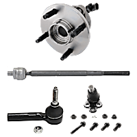 2-Wheel Set Front, Driver and Passenger Side Wheel Hub 4 Lugs With Bearing With Sensor, Includes (2) Ball Joint and (4) Tie Rod End