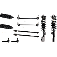 10-Piece Kit Front, Driver and Passenger Side Suspension Kit, Includes (2) Shock Absorber and Strut Assembly, (2) Steering Rack Boot, (2) Sway Bar Link, and (4) Tie Rod End