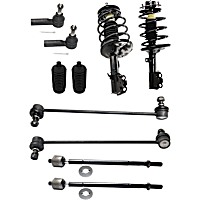 10-Piece Kit Front, Driver and Passenger Side Suspension Kit, Includes (2) Shock Absorber and Strut Assembly, (2) Steering Rack Boot, (2) Sway Bar Link, and (4) Tie Rod End