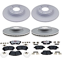KIT-210513-1164 Front and Rear Brake Disc and Pad Kit, Plain Surface 5 Lugs 298.96 mm OD Hybrid (Ceramic and Semi-Metallic) Element3 EHT Series