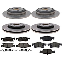 KIT-210513-1599 Front and Rear Brake Disc and Pad Kit, Plain Surface 5 Lugs Ceramic R-Line Series