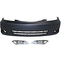 3-Piece Kit Front Primed Bumper Cover, USA Built Vehicle,  Includes (1) Bumper Cover and (2) Fog Light