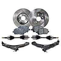7-Piece Kit Front Axle Assembly, Automatic Transmission, 5 Lug, Front Wheel Drive, Includes Brake Discs, Brake Pad Sets, and Control Arms
