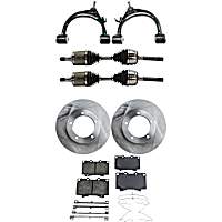 8-Piece Kit Front Axle Assembly, Four Wheel Drive, Includes Brake Discs, Brake Pad Sets, and Control Arms