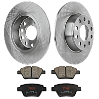 KIT-TRW101221-4032 Rear Brake Disc and Pad Kit, Plain Surface, 5 Lugs, Semi-Metallic, Premium Friction Series