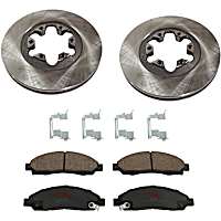 KIT-TRW101221-696 Front Brake Disc and Pad Kit, Plain Surface, 6 Lugs, Cast Iron Disc, Ceramic Pad, Premium Friction Series