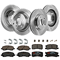 KIT-TRW101921-222 Front and Rear Brake Disc and Pad Kit, Plain Surface, Premium Friction Series
