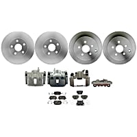 KIT1-210516-852 R-Line Series Front and Rear Brake Disc and Caliper Kit, 4-Wheel Set