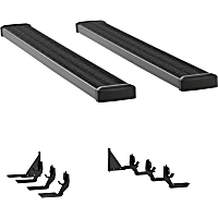 415125-401338 Running Boards, Powdercoated Textured Black, Aluminum, Wheel to Wheel, Fits 98.3 in. Bed, Crew Cab Pickup, 7 in. Grip Step Series