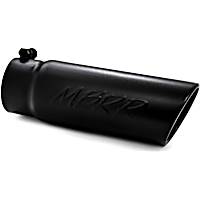 T5112BLK Black Series Exhaust Tip - Powdercoated Black, 4in. O.D. Angled Rolled End 3½in. inlet 10in. length