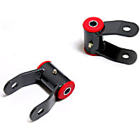 710515 Leaf Spring Shackles and Hangers - Powdercoated Black, Steel, Direct Fit, Set of 2