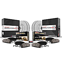 4-Wheel Set Power Stop&reg; CRK4039 Front and Rear Genuine Geomet&reg; Coated Rotor and Low-Dust Ceramic Brake Pad Kit