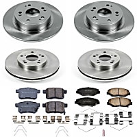 KOE5934 Front and Rear OE Stock Replacement Low-Dust Ceramic Brake Pad and Rotor Kit