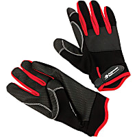 W89006 Gloves - Black and Red, 50% PU, 35% knit fabric, 10% spandex, 5% neoprene, Large, Universal