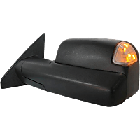 DG1003EL-S Driver Side Towing Mirror, Power, Manual Folding, Non-Heated, Textured Black, In-glass Signal Light, Without memory, With Puddle Light, Without Auto-Dimming, With Blind Spot Glass