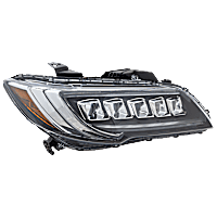 Passenger Side Headlight, with Bulb, LED, Clear Lens, Base Model, 6 Cyl., 3.5L Engine, CAPA CERTIFIED