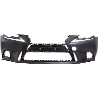 REPL010394PQ Front Primed Bumper Cover, Except C Model, For Models With F Sport Package, With Fog Light Holes, Without Parking Aid Sensor Holes and Headlight Washer Holes CAPA Certified