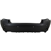 REPL760128PQ Rear Primed Bumper Cover, With Parking Aid Sensor Holes, Without Molding Holes CAPA Certified