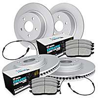 WDTC2-10135 Front and Rear Brake Disc and Pad Kit, Plain Surface Ceramic R1 GEO-Carbon Rotors with European Ceramic Pads Series