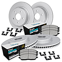 WDTH2-11007 Front and Rear Brake Disc and Pad Kit, Plain Surface Ceramic R1 GEO-Carbon Rotors with European Ceramic Pads Series
