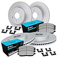 WDWH2-59045 Front and Rear Brake Disc and Pad Kit, Plain Surface Ceramic R1 GEO-Carbon Rotors with Ceramic Pads Series