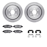 WFWH1-46049 Rear Brake Disc and Pad Kit, Plain Surface Ceramic R1 eLINE Silver Rotors with Ceramic Pads Series