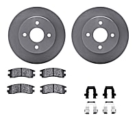 WFWH1-53002 Rear Brake Disc and Pad Kit, Plain Surface Ceramic R1 eLINE Silver Rotors with Ceramic Pads Series
