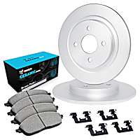 WFWH1-54073 Rear Brake Disc and Pad Kit, Plain Surface Ceramic R1 eLINE Silver Rotors with Ceramic Pads Series