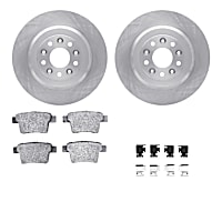 WFWH1-54178 Rear Brake Disc and Pad Kit, Plain Surface Ceramic R1 eLINE Silver Rotors with Ceramic Pads Series