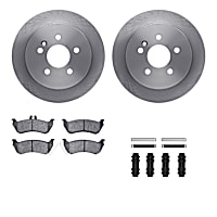 WFWH1-63097 Rear Brake Disc and Pad Kit, Plain Surface Ceramic R1 eLINE Silver Rotors with Ceramic Pads Series