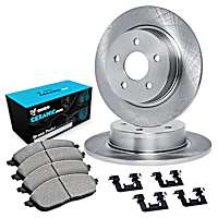 WFWH1-72018 Rear Brake Disc and Pad Kit, Plain Surface Ceramic R1 eLINE Silver Rotors with Ceramic Pads Series