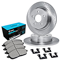 WFWH1-76149 Rear Brake Disc and Pad Kit, Plain Surface Ceramic R1 eLINE Silver Rotors with Ceramic Pads Series