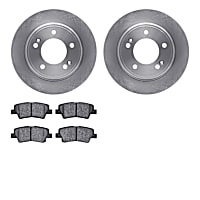 WFWN1-21036 Rear Brake Disc and Pad Kit, Plain Surface Ceramic R1 eLINE Silver Rotors with Ceramic Pads Series