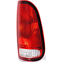 1610237 Passenger Side Halogen Tail Light, Without bulb(s), Clear & Red Lens