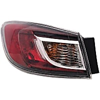 1611646 Driver Side Halogen Tail Light, With bulb(s), Clear & Red Lens, Sedan