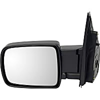 955-1328 Driver Side Mirror, Manual Adjust, Non-Heated, Manual Folding, Black, No Signal Light, No Memory, No Puddle Light, No Auto-Dimming, No Blind Spot Feature