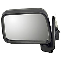 955-406 Driver Side Mirror, Manual Adjust, Non-Heated, Manual Folding, Black, No Signal Light, No Memory, No Puddle Light, No Auto-Dimming, No Blind Spot Feature