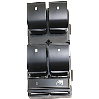 Front, Driver Side Window Switch, Black, 4-Button