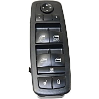 Front, Driver Side Window Switch, Black, 10-Button Switch, 11-Prong Connector, With Driver and Passenger Auto Down