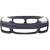 Front Primed Bumper Cover, Base Model, With M Sport Line Package, With Park Sensor, Washer Holes and Fog Light Holes