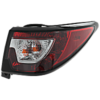 Passenger Side, Outer Tail Light, with Bulb, Halogen, Clear Lens