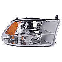 Passenger Side Headlight, With bulb(s), Halogen, Clear Lens, Chrome Interior, Reflector Type